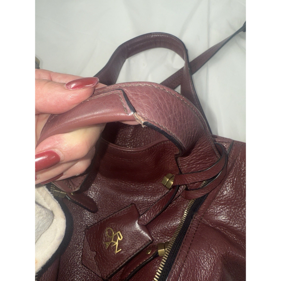 OrYANY Pebble Leather Lian Satchel Purse Handbag Convertible Strap Merlot - Picture 3 of 14